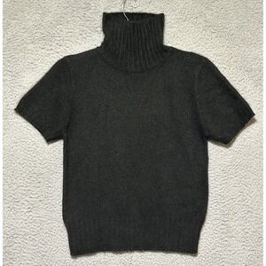 Vintage Silk and Angora Short Sleeve Turtleneck Sweater Women's Large